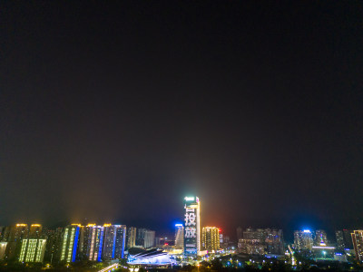 陕西宝鸡城市夜景灯光航拍图