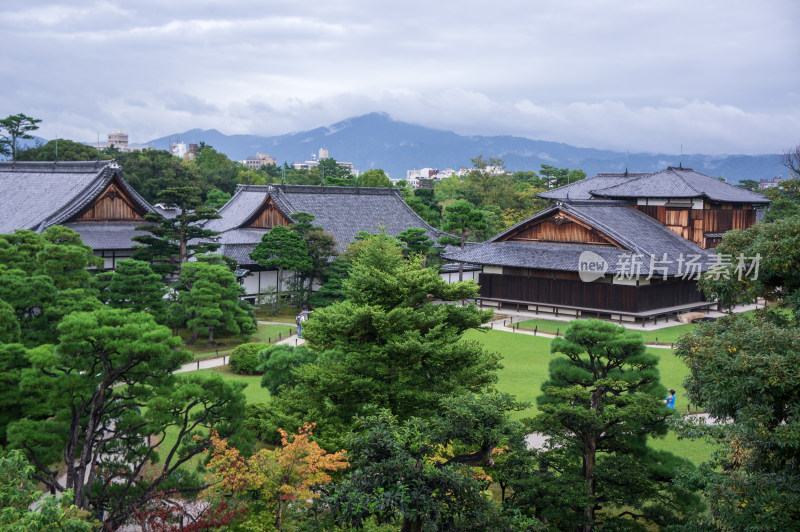 高处俯拍日本京都二条城