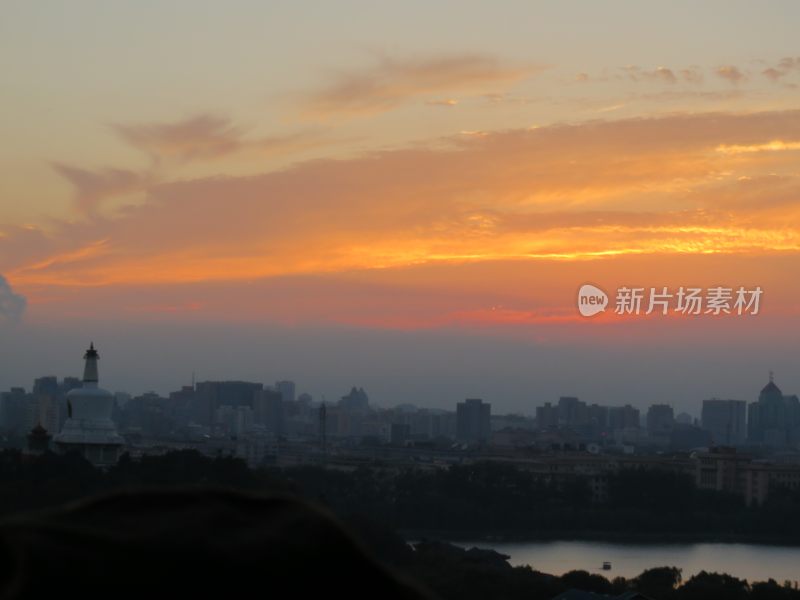北京景山公园日落风景