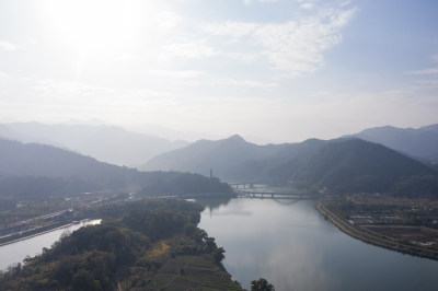 浙江丽水城区风光航拍全景