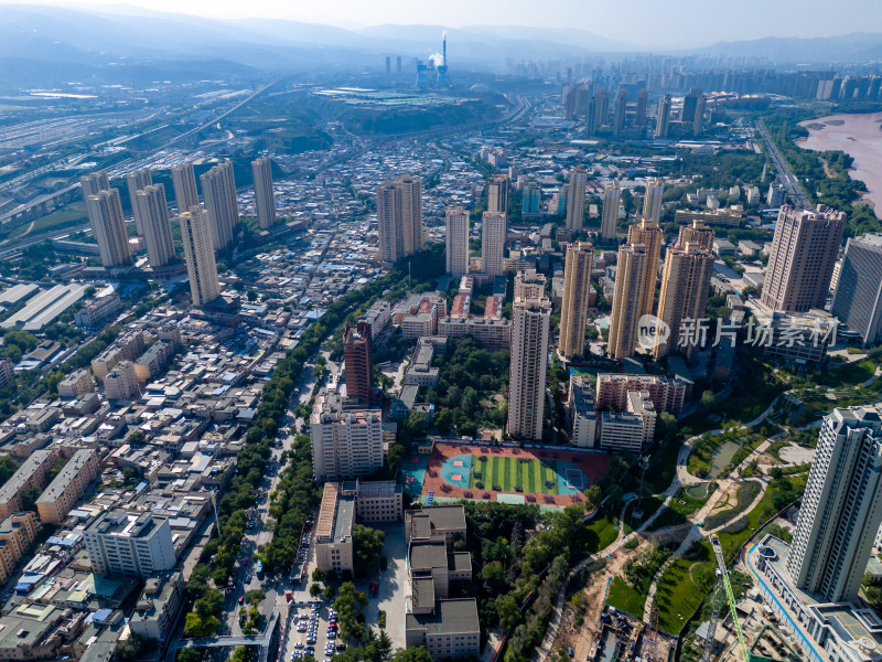 兰州城市高楼建筑航拍图