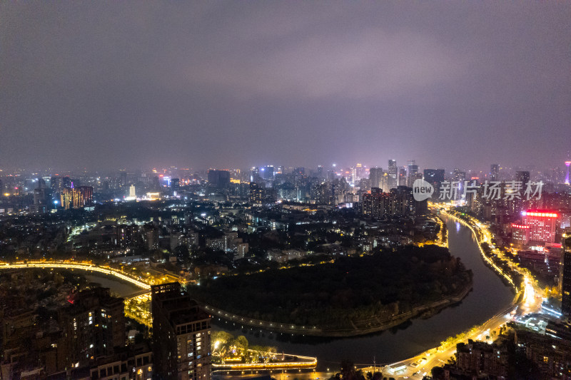 四川成都万家灯火夜景航拍图