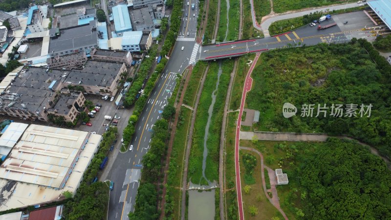 航拍广东省东莞市清溪镇雨后城市风光