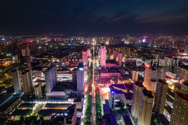 安徽宿州城市夜景交通城市大景航拍