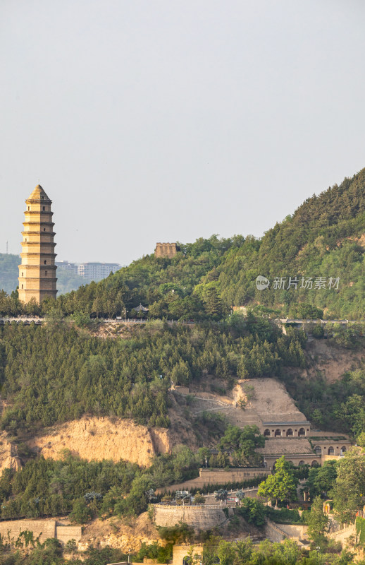 陕西延安宝塔山宝塔岭山寺塔摘星楼