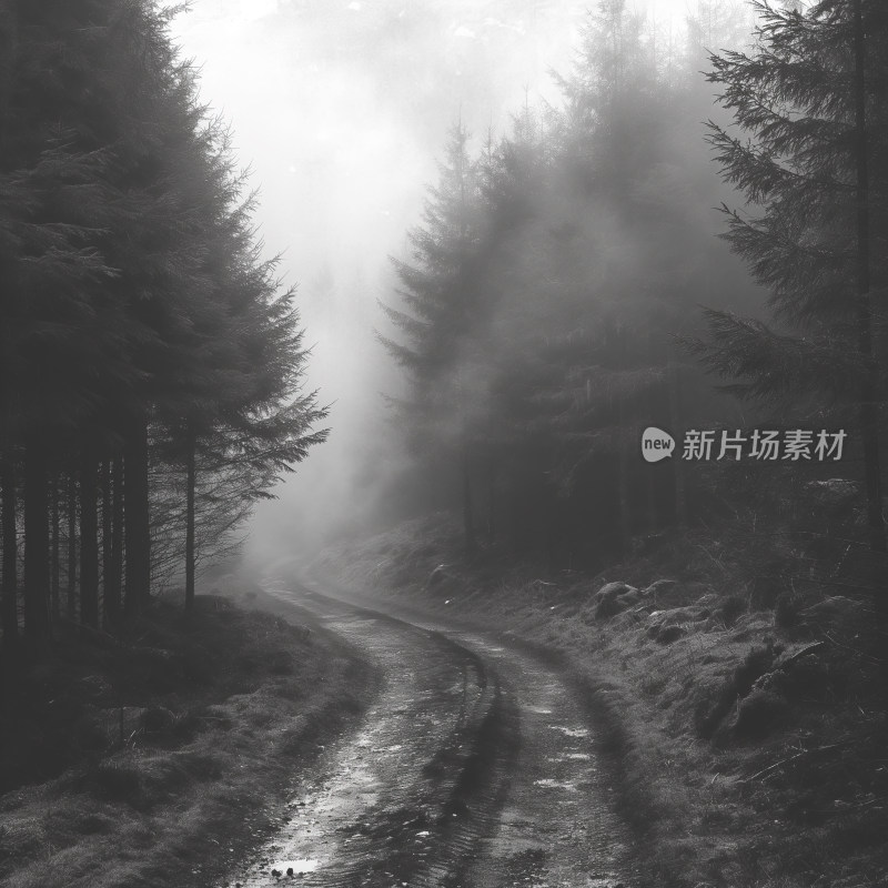 寂静的山林黑白照片