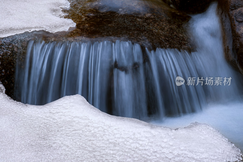 春天冰雪融化小河流水