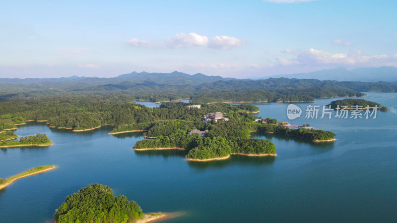 航拍湖北随州琵琶湖风景区