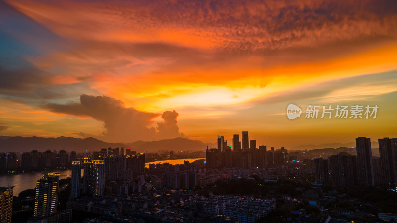 夕阳福州城市风光