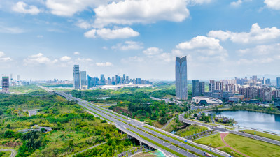 成都天府新区高楼与天府大道