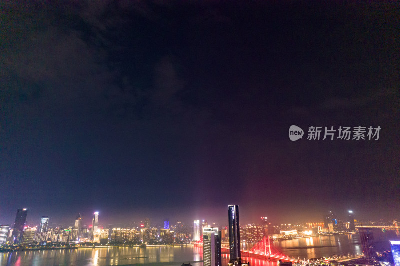 江西南昌一江两岸夜景航拍图