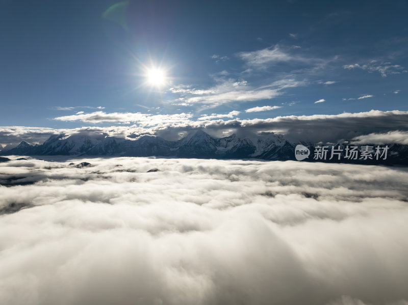 四川甘孜州冷嘎措网红贡嘎雪山高空航拍