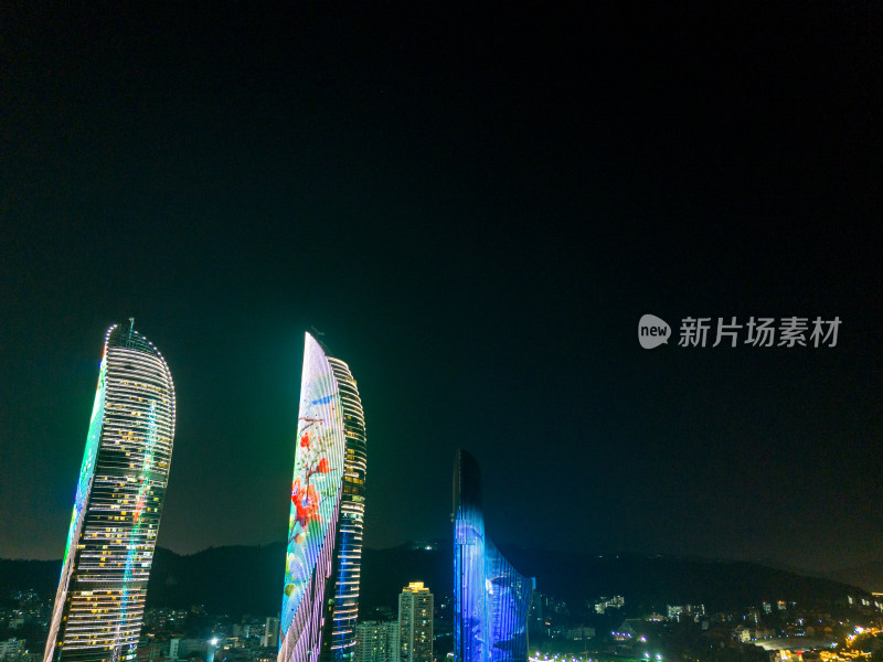 厦门夜景灯光航拍图