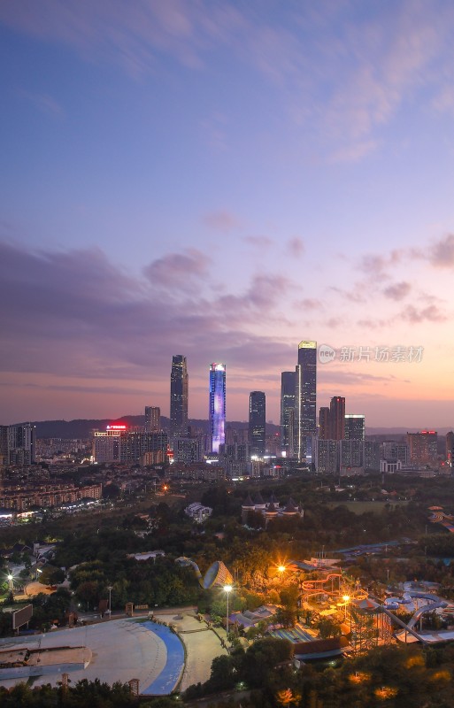 广西南宁东盟商务区城市风光建筑夜景