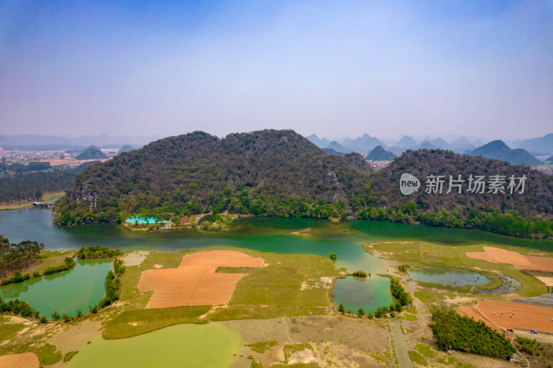 祖国大好河山云南普者黑景区航拍摄影图喀斯特地貌