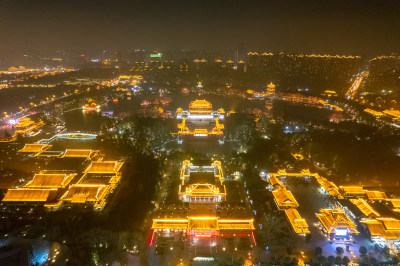 陕西西安城市夜景航拍图