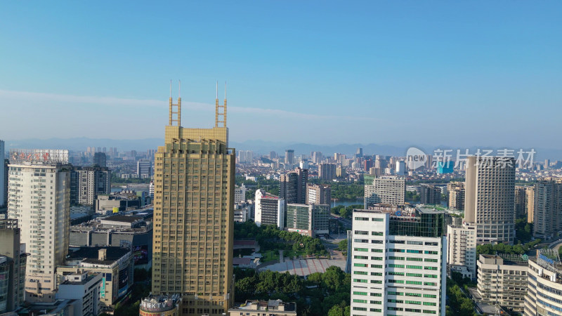 航拍浙江金华江北大景