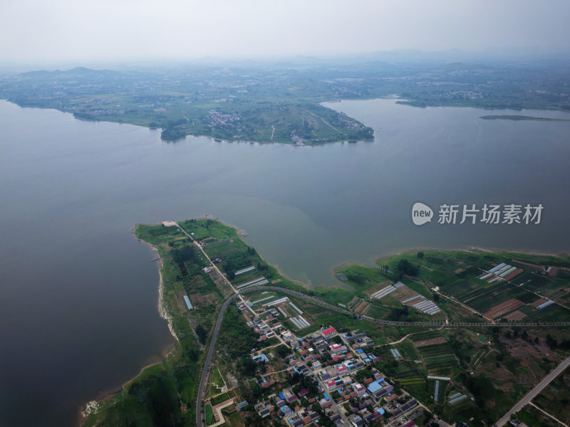 航拍山东临沂兰陵会宝岭水库