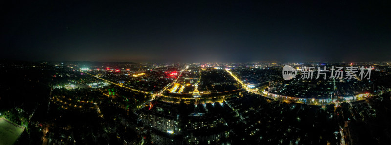 青州古城夜景航拍全景图