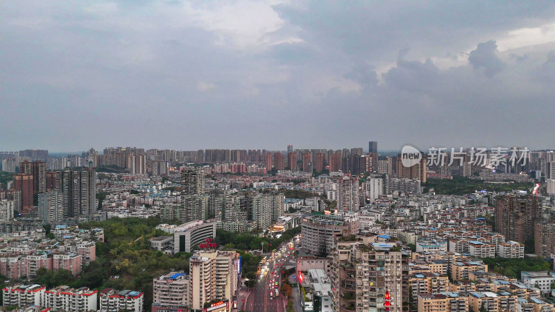 航拍四川自贡大景自贡城市建设