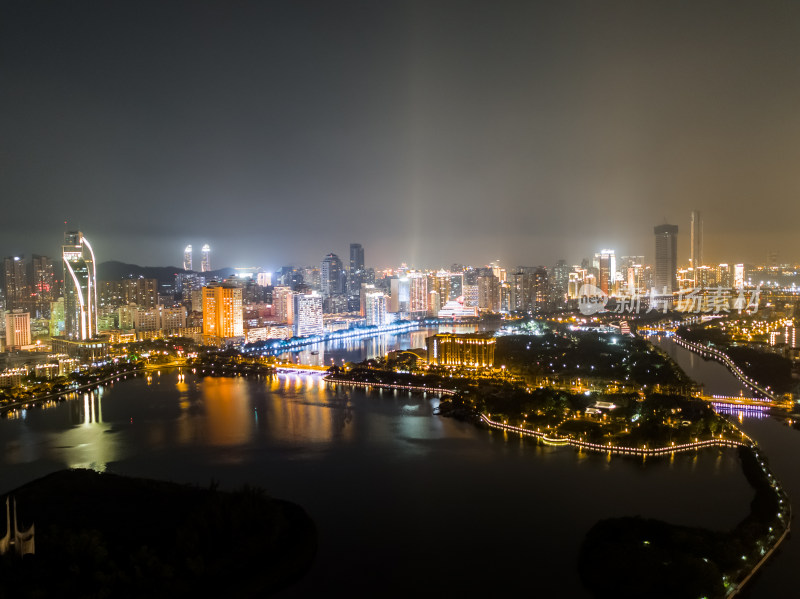 福建厦门城市夜景航拍