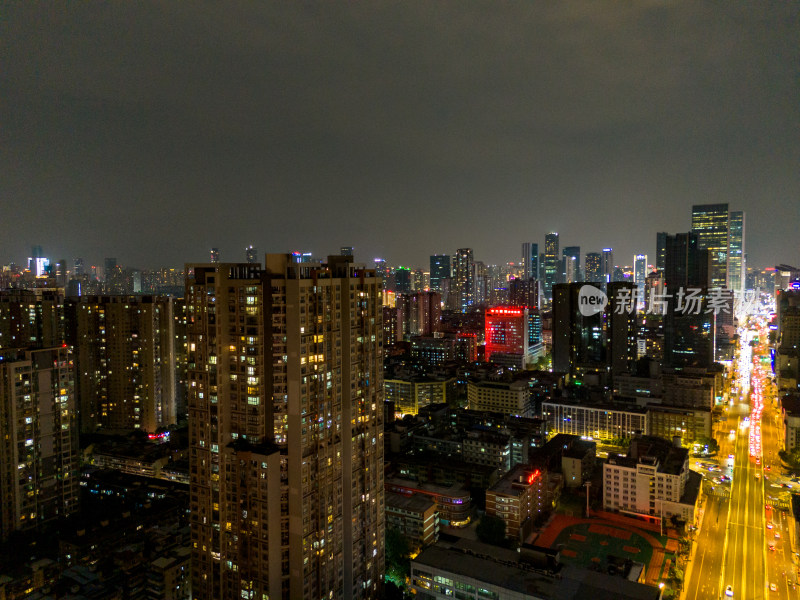 成都春熙路夜景航拍图