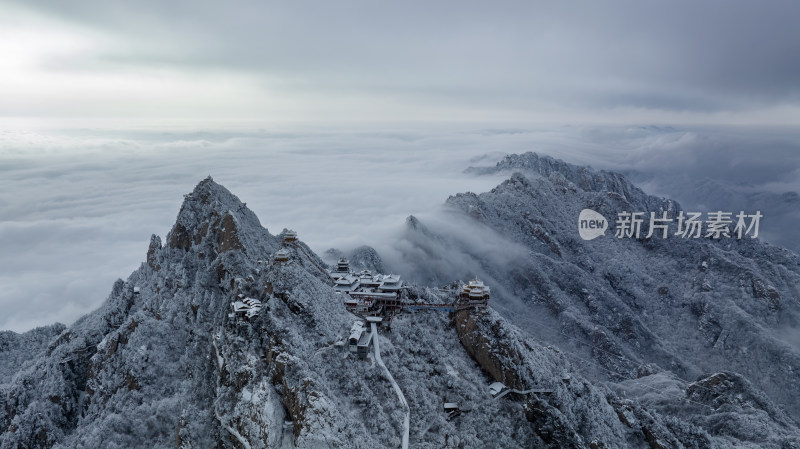 山川大雪云海大气航拍