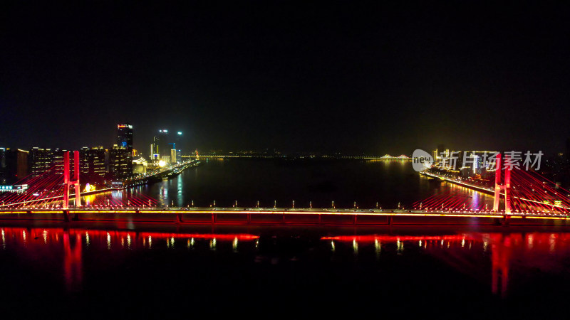 江西南昌八一大桥夜景航拍图