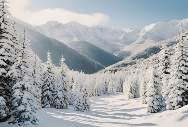 冬季森林白雪覆盖风景