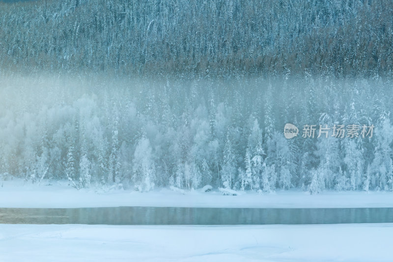 新疆北疆阿勒泰喀纳斯冬季雪景童话世界航拍