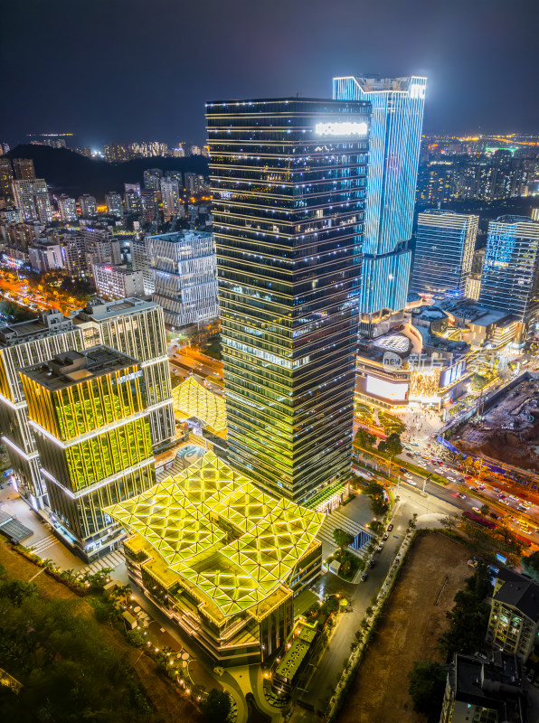 海南三亚迎宾路日落晚霞璀璨自贸港城市夜景