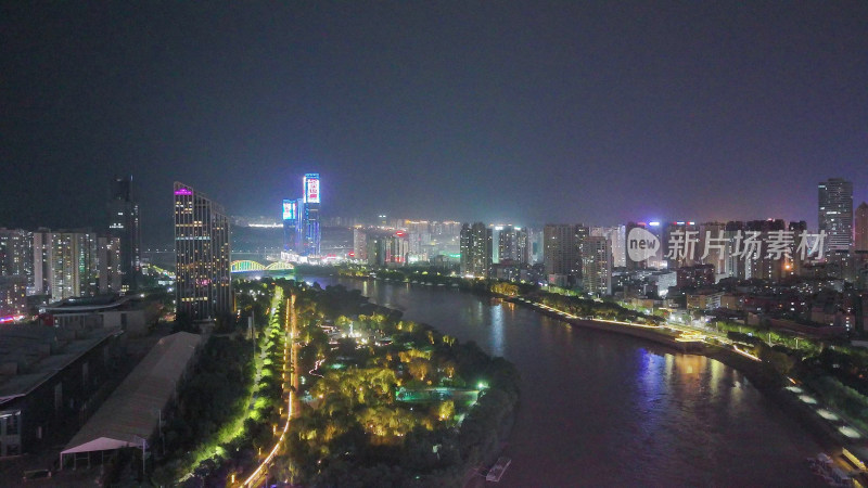 甘肃兰州夜景兰州城市夜景航拍