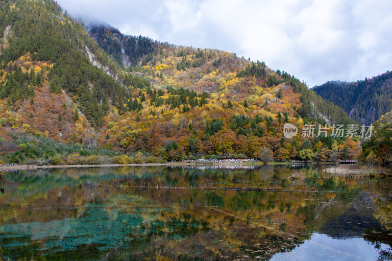 九寨沟五花海秋色，湖光山色层林尽染