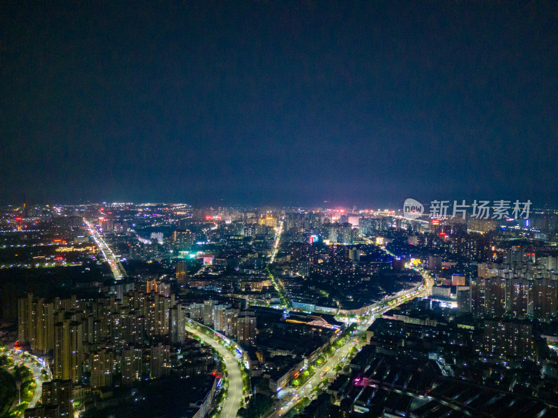 江西抚州城市夜景航拍图