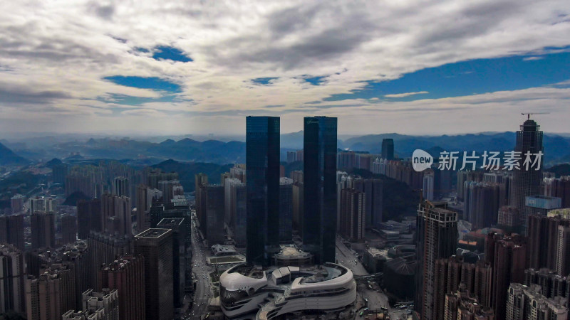 贵州贵阳城市风光高楼建筑航拍图