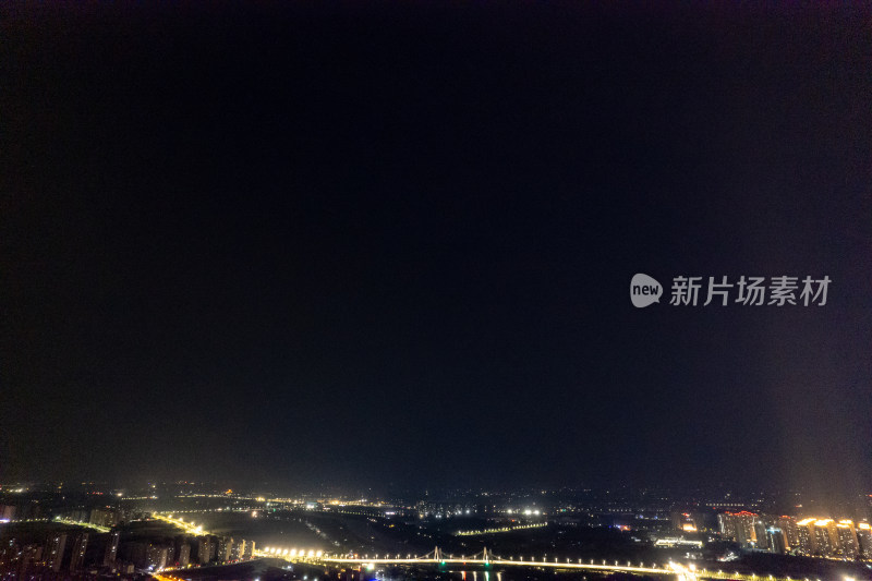 河南周口城市夜景灯光航拍图