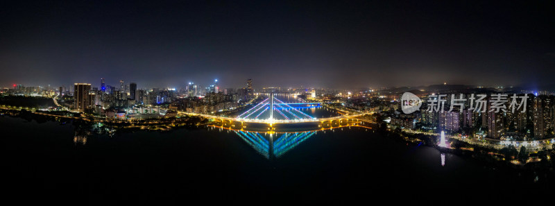 广东惠州城市夜景灯光航拍全景图