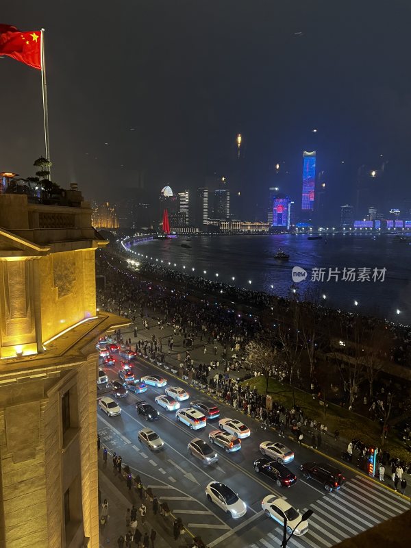 上海魔都元旦跨年外滩街景