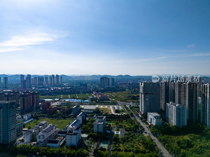 广西来宾城市高楼建筑航拍图