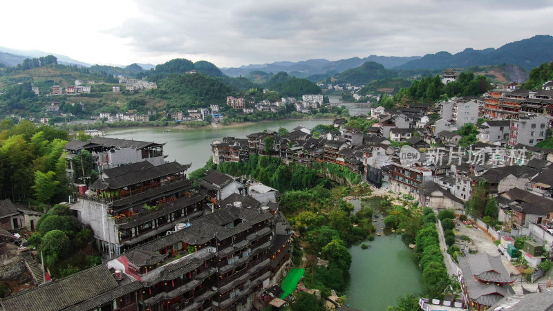 航拍湖南湘西芙蓉镇4A景区