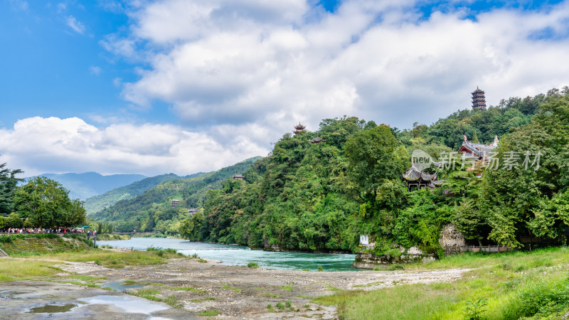 四川都江堰水利工程景区的风景