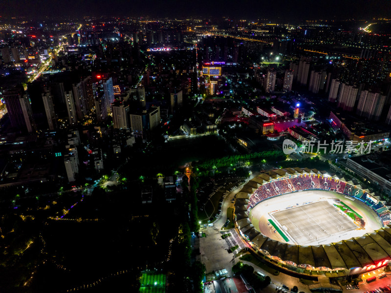 河南郑州城市夜景灯光中原福塔航拍摄影图