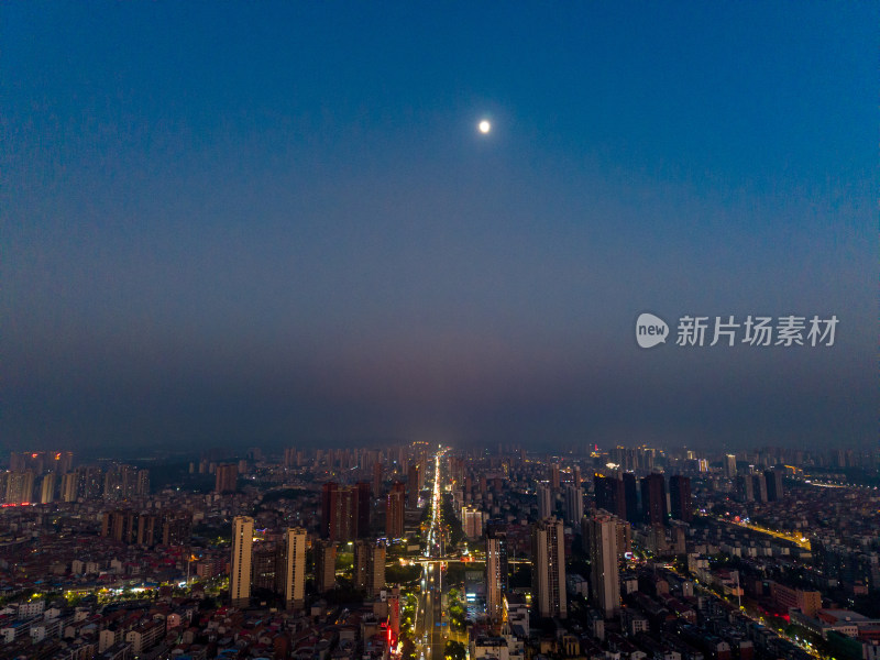 岳阳夜景交通航拍图