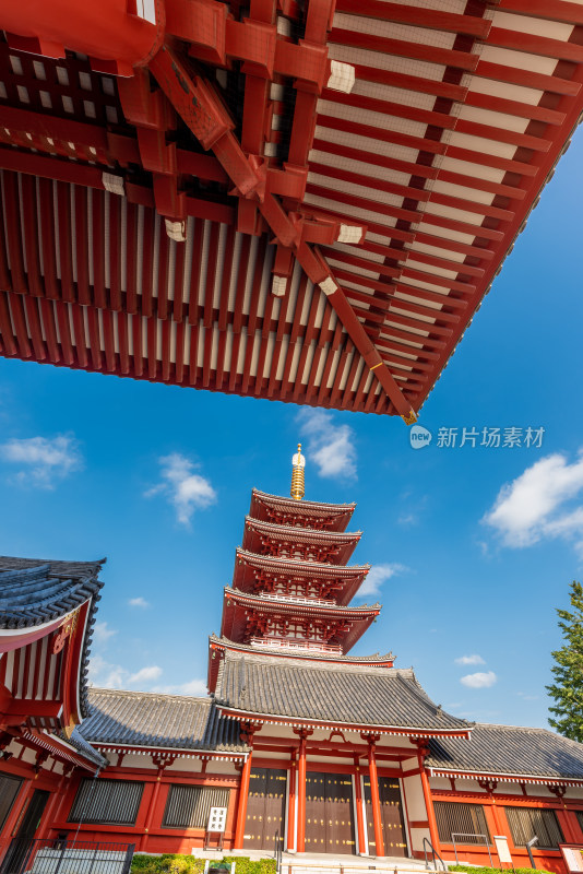 日本东京浅草寺五重塔建筑风光