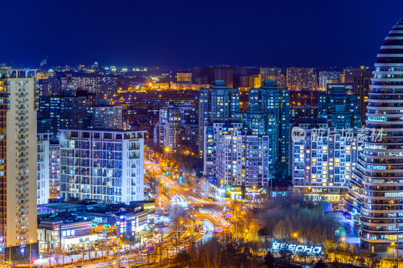 北京城市天际线夜景蓝调全景图