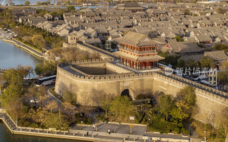 山东省聊城市东昌府区聊城古城航拍