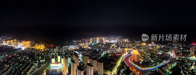 定西城市夜景航拍全景图