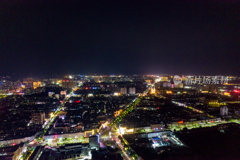 航拍河南周口城市夜景灯光摄影图