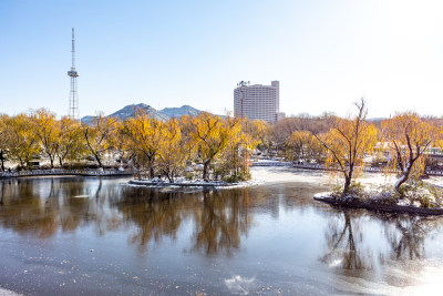 济南泉城公园自然景观雪景