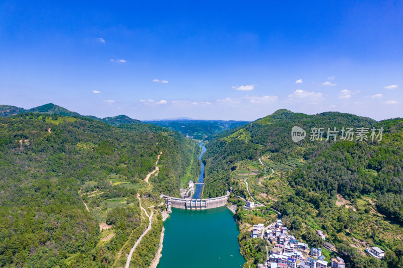 祖国壮丽河山山川丘陵蓝天白云航拍图